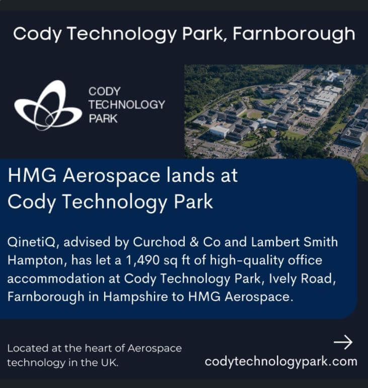 Qinetiq secures office letting at Cody Technology Park in Farnborough